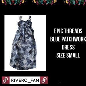 EPIC THREADS | BLUE & WHITE PATCHWORK DRESS | SIZE SMALL